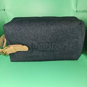 Dior Navy Toiletry Bag With Tan Strap